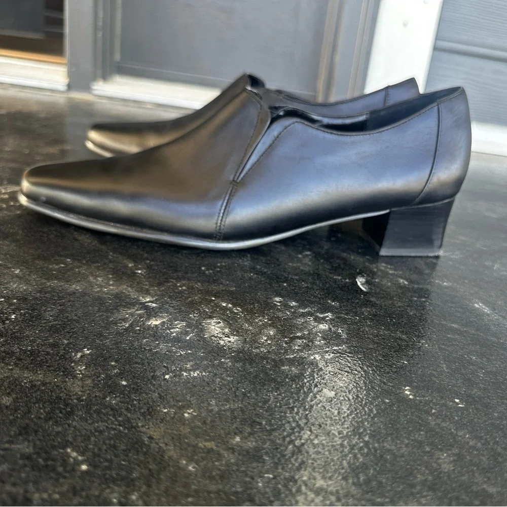 David Tate black leather loafers shoes square toe witchy comfort size 10 slip on - Picture 2 of 6